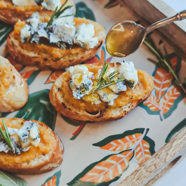 Butternut Squash and Blue Cheese Bruschetta