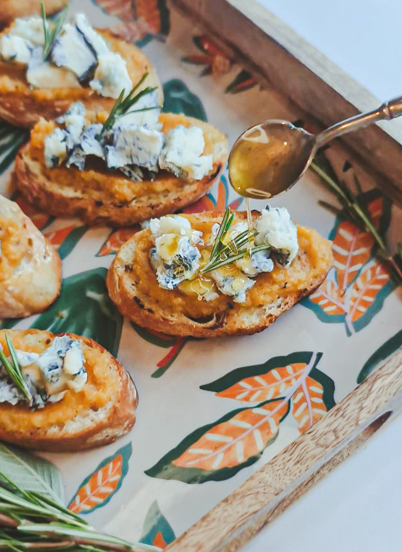 Butternut Squash and Blue Cheese Bruschetta